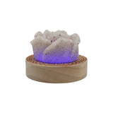 Rock Quartz Rose wooden base table lamp with a USB cable