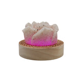 Rock Quartz Rose wooden base table lamp with a USB cable
