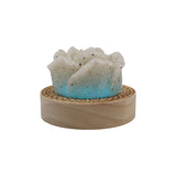 Rock Quartz Rose wooden base table lamp with a USB cable