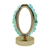 Green Fluorite Oval lamp with gold tone acrylic base come with USB cable