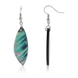 Abalone paua acrylic earring with 5 shape and silver color metal
