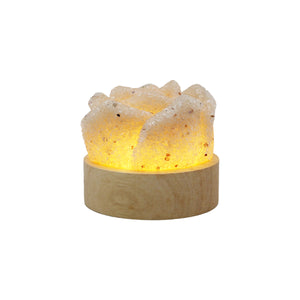 Rock Quartz Rose wooden base table lamp with a USB cable