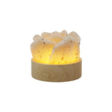 Rock Quartz Rose wooden base table lamp with a USB cable