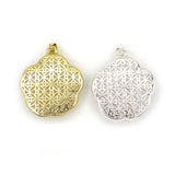 White/ pink glass flower pendant with gold and silver color metal