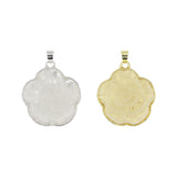 White/ pink glass flower pendant with gold and silver color metal