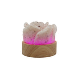 Rock Quartz Rose wooden base table lamp with a USB cable
