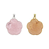 White/ pink glass flower pendant with gold and silver color metal