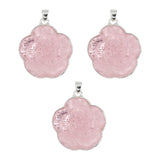 White/ pink glass flower pendant with gold and silver color metal