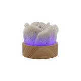 Rock Quartz Rose wooden base table lamp with a USB cable