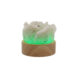 Rock Quartz Rose wooden base table lamp with a USB cable