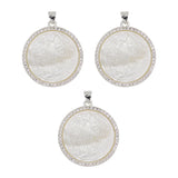 Round shape mother of pearl crystal Jesus Christ pendant with silver and gold color metal