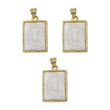 3 carvings White mother of pearl Virgin Mary Pendant with silver and gold color metal