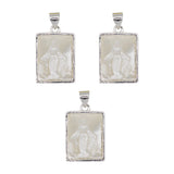 3 carvings White mother of pearl Virgin Mary Pendant with silver and gold color metal