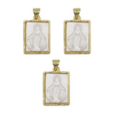 3 carvings White mother of pearl Virgin Mary Pendant with silver and gold color metal