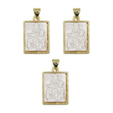 3 carvings White mother of pearl Virgin Mary Pendant with silver and gold color metal