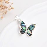 Abalone Paua Butterfly Pendant Silver Plated With CZ Design, PND4148AB