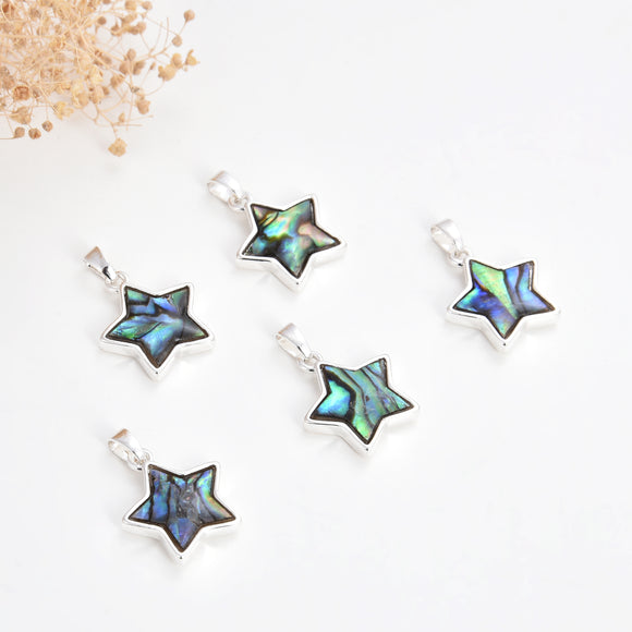 Abalone Paua Star Pendant Silver Plated, Small Size, PND4150AB