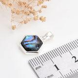 Abalone Paua Hexagon Pendant Silver Plated, Small Size, PND4154AB