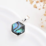 Abalone Paua Hexagon Pendant Silver Plated, Small Size, PND4154AB