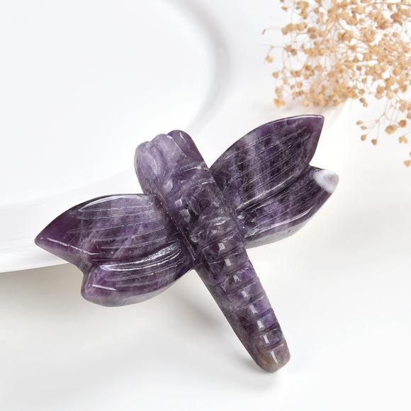 2.5'' Size Chevon Amethyst Dragonfly Carvings，DFL0001AT
