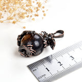 Gemstone Sphere Pendant With Copper Plated Dragon Design, PND4159XX