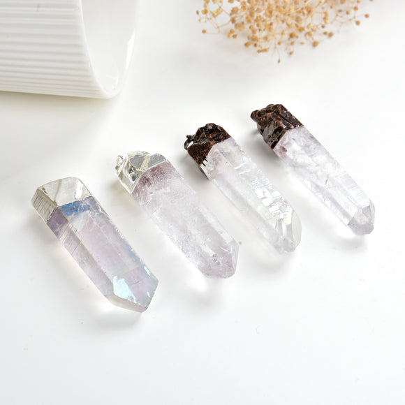 Angel Aura Crystal Points Silver&Copper Plated Pendants, PND4178CQ