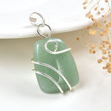 Gemstone Pendant With Silver Pated Wire Wave Design, PND6091XX