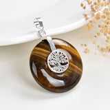 Gemstone Ring Pendants Silver Plated Tree-of-Life Design, PND4194XX