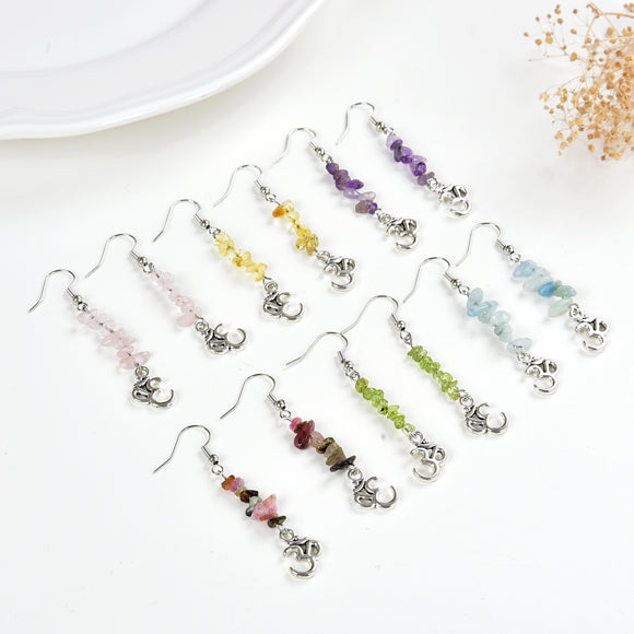 Gemstone Earrings with Silver Plated Casings&Hooks, ERN1030XX