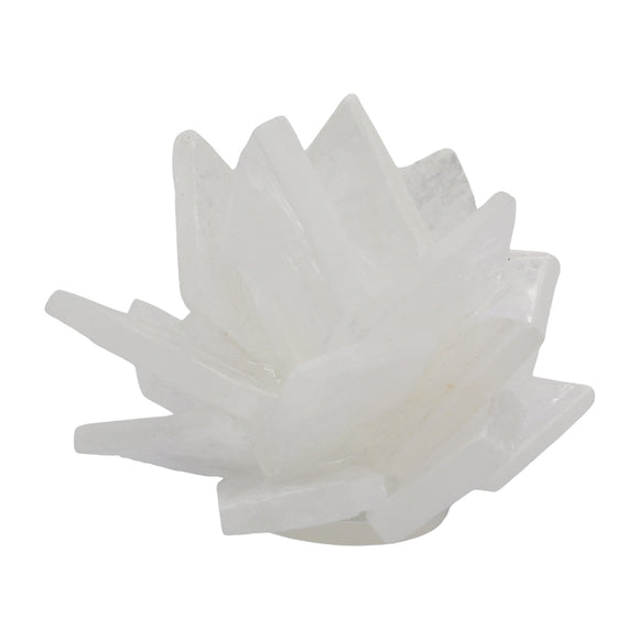 Hemisphere Selenite flower ornament can display on the base lamp