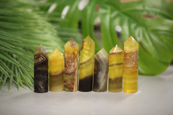 Yellow Fluorite Cylinder Points 2 lb Wholesale Lot Natural Crystal Tower Obelisk Energy