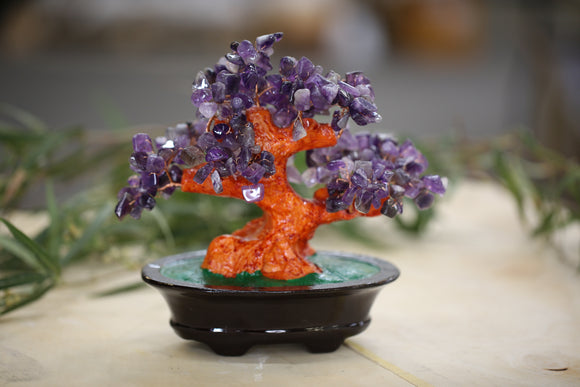 bonsai crystal tree Amethyst Gemstone Crystal Tree 6.5 Inch Natural Energy – GemDeal Co