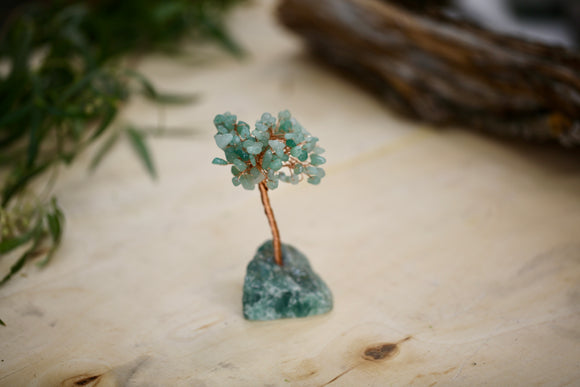 Aventurine Tree Wholesale Natural Crystal Fluorite Base with Copper Trunk