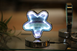 Rainbow Fluorite Star Shape LED Table Lamp Natural Crystal with USB Power