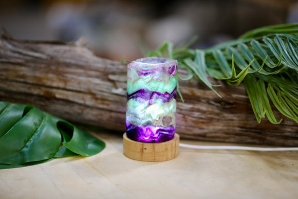 Rainbow Fluorite Cylinder Lamp Wholesale Natural Crystal Small Size Energy