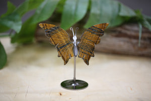 Golden Tiger's Eye Butterfly on Stand Natural Gemstone Carving