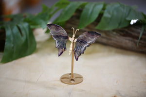 Rainbow Fluorite Butterfly on Stand Natural Gemstone Carving Hematoid