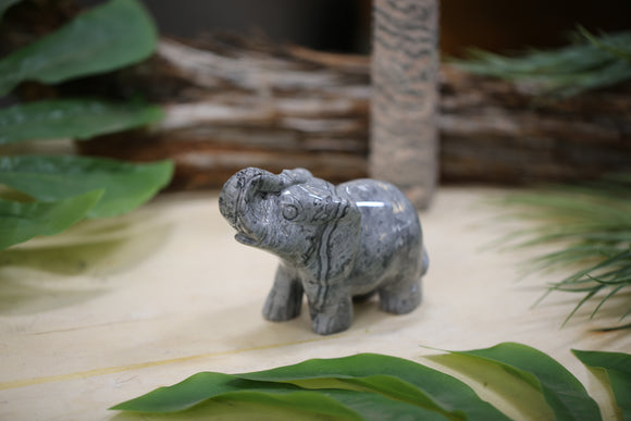Gemstone Elephant Carving Picasso Jasper Natural Crystal Energy