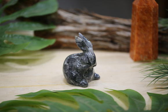 Gemstone Bunny Carving Picasso Jasper Rabbit Natural Crystal Energy