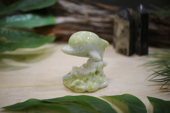 Lantian Jade Dolphin Carving Natural Crystal Energy Healing