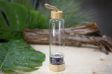 Crystal Gemstone Glass and Bamboo Water Bottle Wholesale Infusing Natural Energy