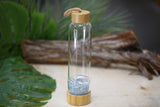 Crystal Gemstone Glass and Bamboo Water Bottle Wholesale Infusing Natural Energy