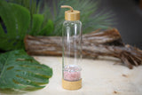 Crystal Gemstone Glass and Bamboo Water Bottle Wholesale Infusing Natural Energy