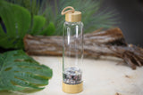 Crystal Gemstone Glass and Bamboo Water Bottle Wholesale Infusing Natural Energy