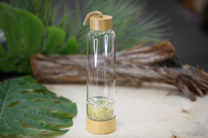 Citrine Glass and Bamboo Water Bottle Wholesale Natural Crystal Energy