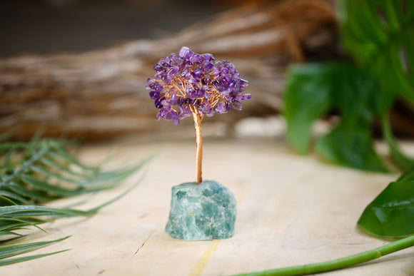 Amethyst Crystal Chip Tree on Fluorite Base Wholesale Natural Crystal Energy