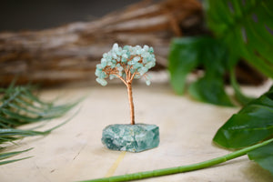 Aventurine Tree Wholesale Natural Crystal Fluorite Base with Copper Trunk