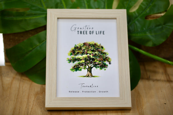 Tourmaline Tree of Life Art Display Framed Wholesale Natural Crystal Gift Energy
