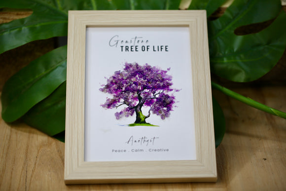 Amethyst Tree of Life Art Display Gift Wood Frame Wholesale Natural Crystal