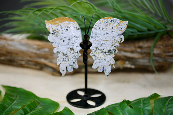 Ocean Jasper Butterfly on Stand Natural Crystal Carving Wholesale Gift Healing Energy